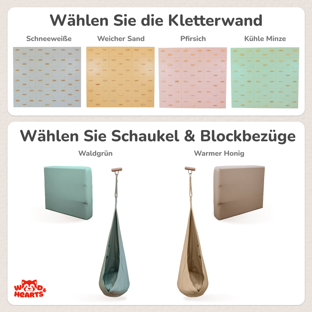 9-in-1 Indoor Spielplatz Set mit Kletterwand & Textil-Set