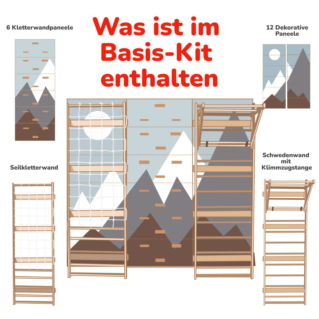 7-in-1 Sprossenwand Set für Kinder mit Zubehör