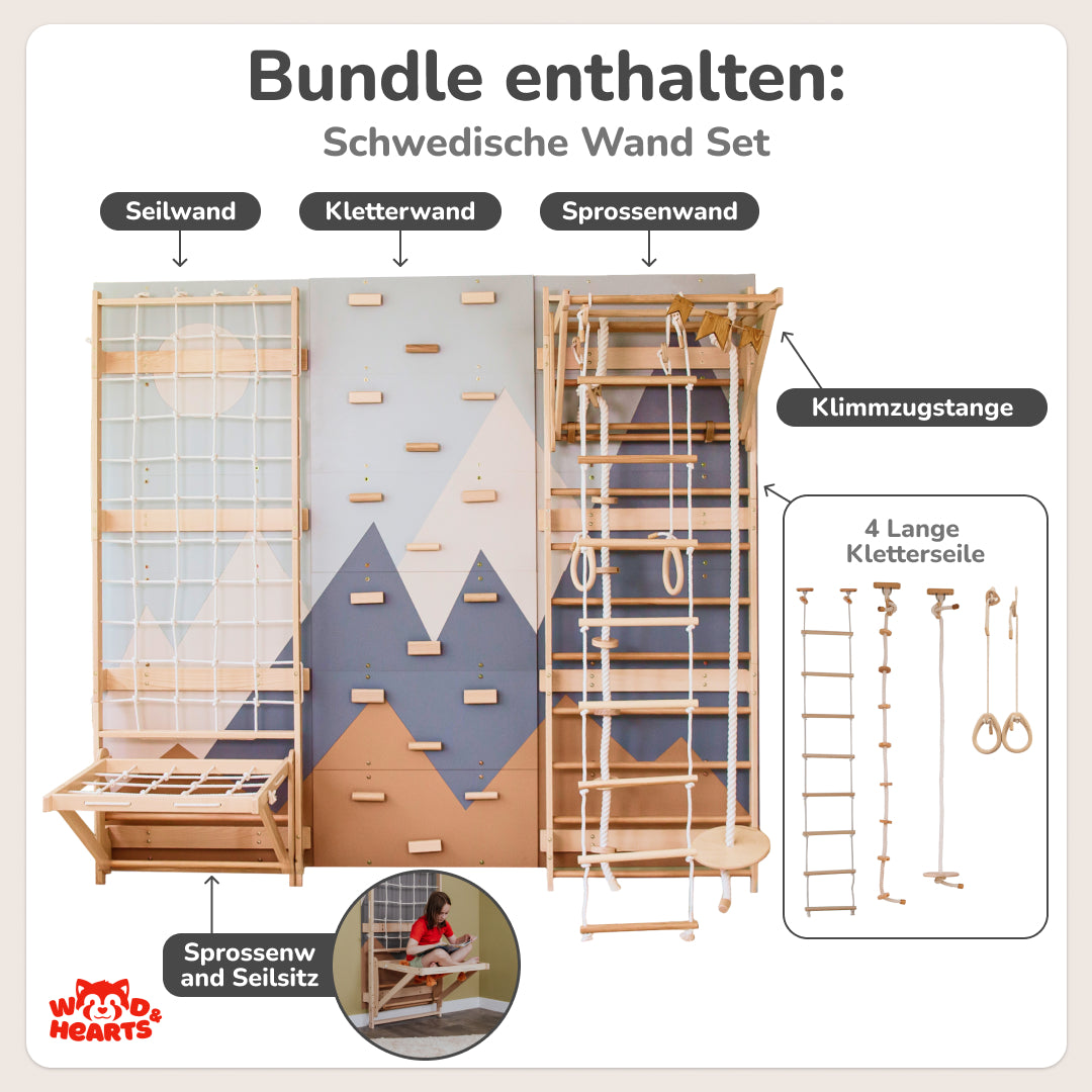 7-in-1 Sprossenwand Set für Kinder mit Zubehör