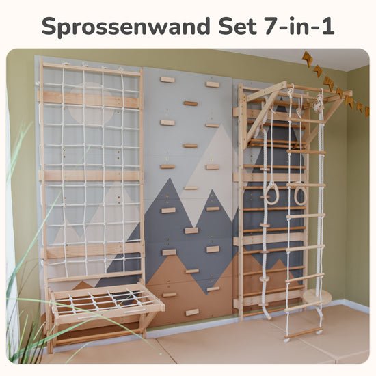 7-in-1 Sprossenwand Set für Kinder mit Zubehör