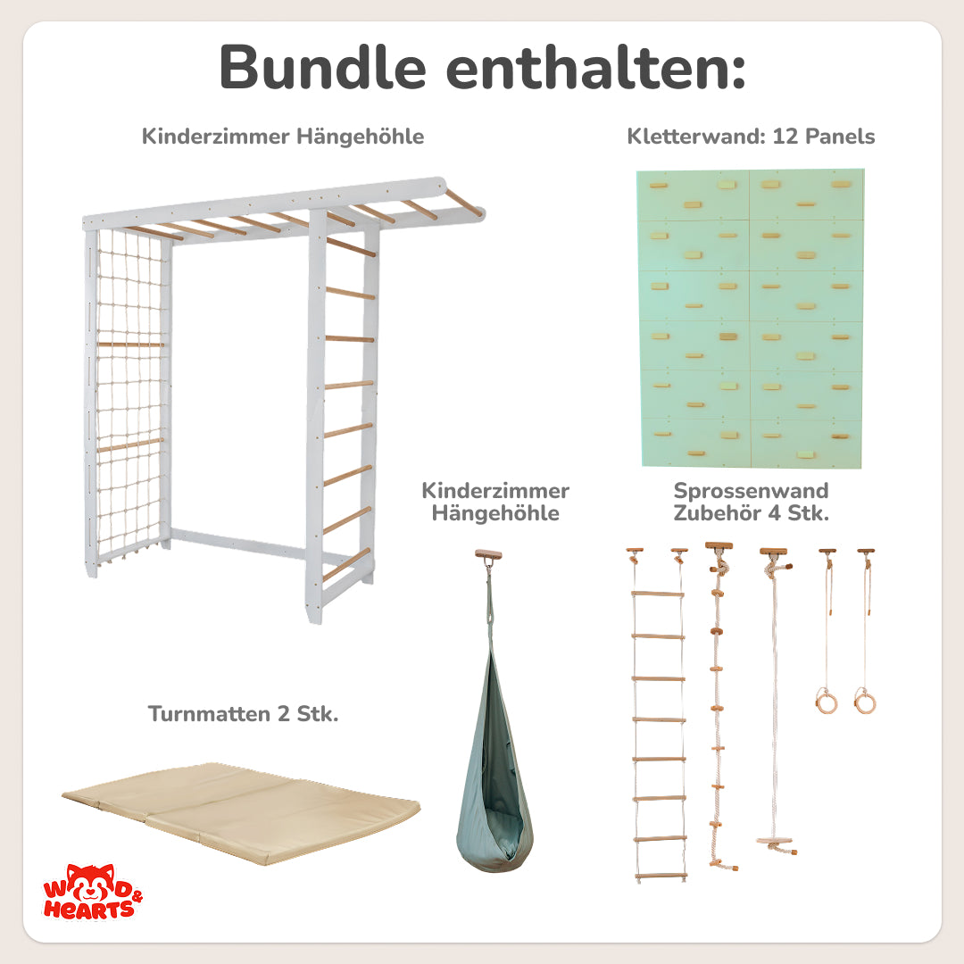 Indoor Klettergerüst Set mit Monkey Bars & Zubehör