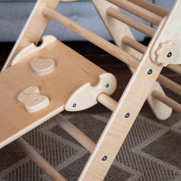 4 Kletterspielzeug für Kleinkinder: Montessori Rutsche+Dreieck+Bogen+Lernhocker, kleine Größe