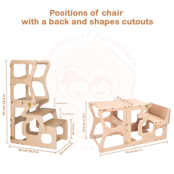 Set von 4 Montessori Essentials: Rutsche+Dreieck+Bogen+Küchenturm, Standardgröße