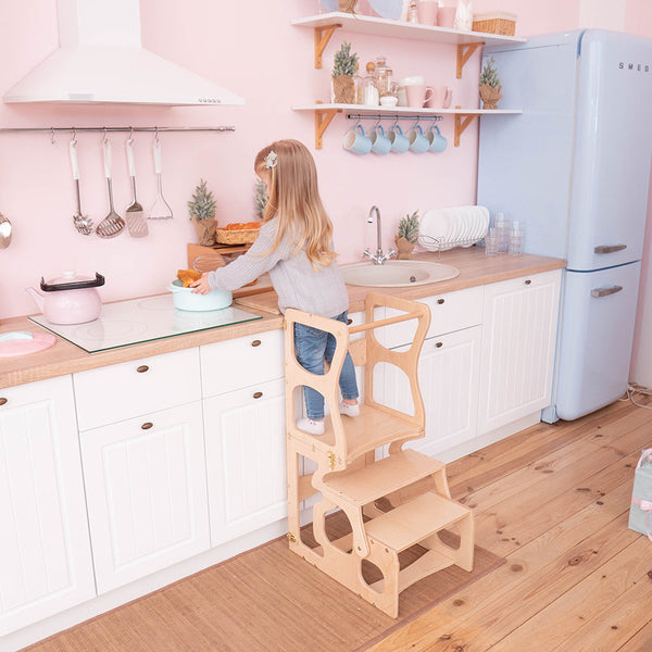 4 Kletterspielzeug für Kleinkinder: Montessori Rutsche+Dreieck+Bogen+Lernhocker, kleine Größe